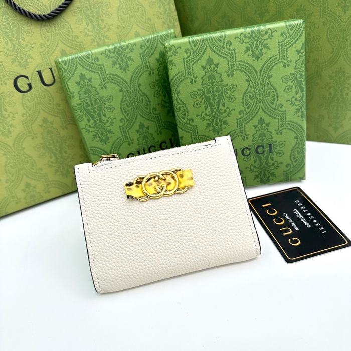 Men's wallet Gucci leather compact wallet White Size 12.5x9x2cm