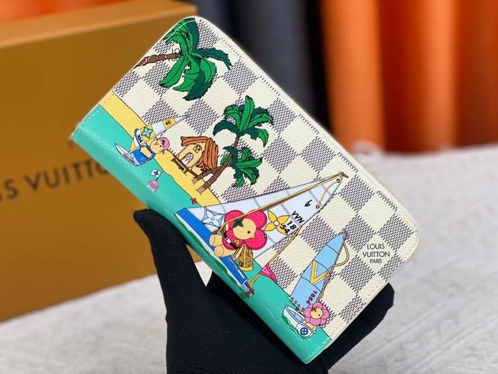 Men's wallet Louis Vuitton long zip around Blue Size 19.5x10.5x2.5cm