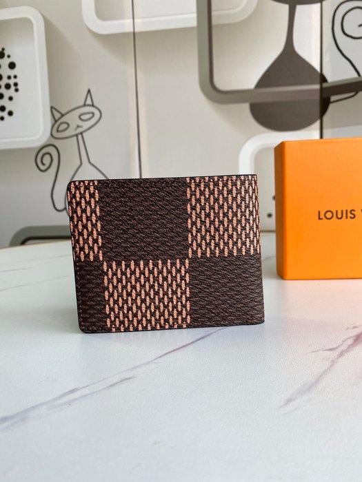 Men's wallet Louis Vuitton turtle pattern bifold wallet Brown Size 12x9cm