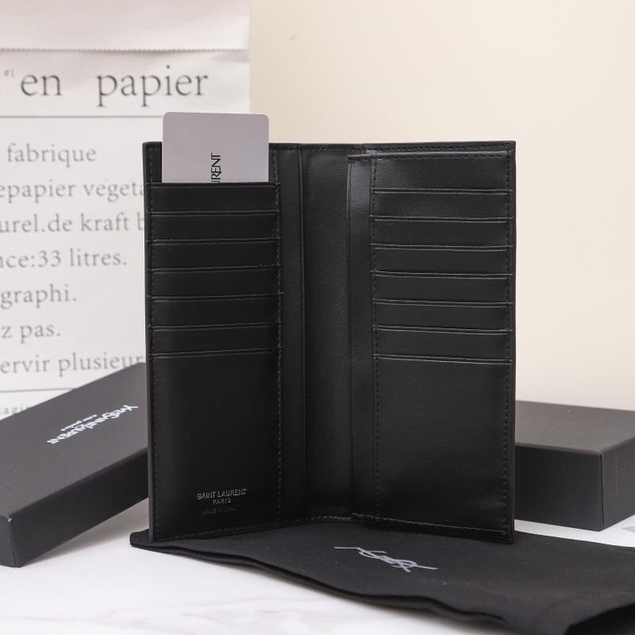 Men's wallet Saint Laurent long leather wallet Black Size 11x18x2cm