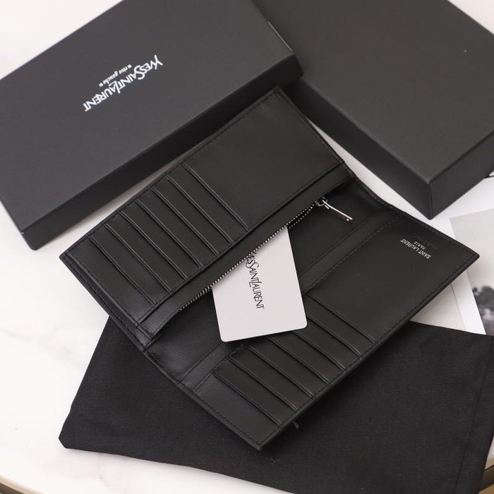 Men's wallet Saint Laurent long leather wallet Black Size 11x18x2cm