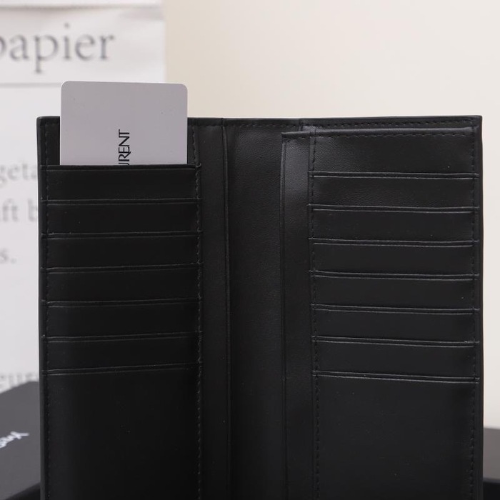 Men's wallet Saint Laurent long leather wallet Black Size 11x18x2cm