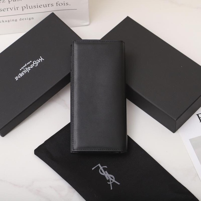 Men's wallet Saint Laurent long leather wallet Black Size 11x18x2cm