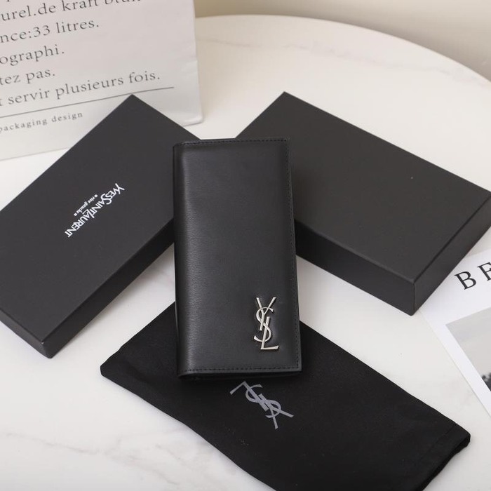 Men's wallet Saint Laurent long leather wallet Black Size 11x18x2cm