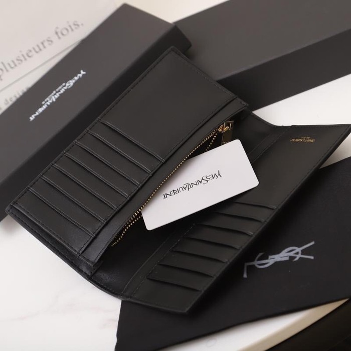 Men's wallet YSL long wallet Black Size 11x18x2cm