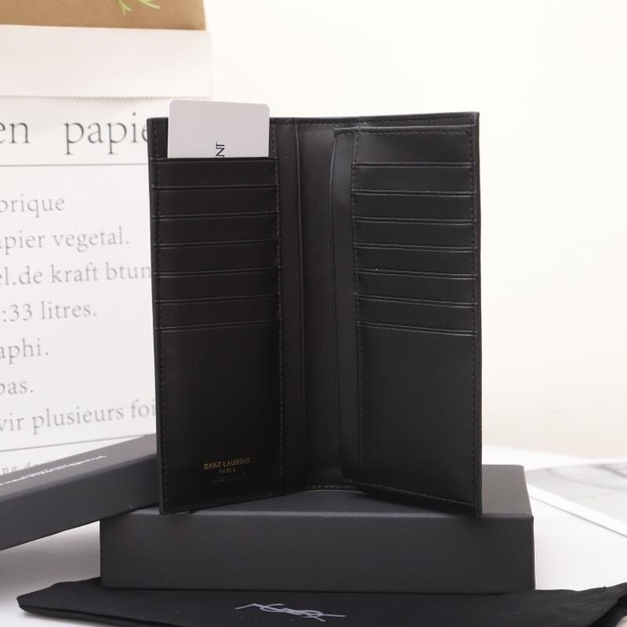 Men's wallet YSL long wallet Black Size 11x18x2cm