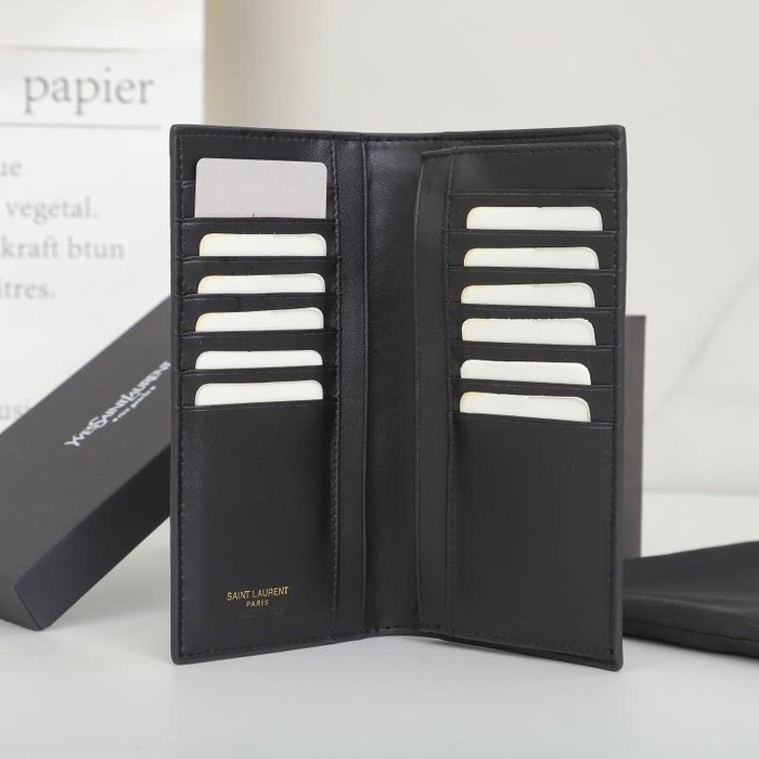 Men's wallet Yves Saint Laurent long crocodile embossed men's wallet Black Size 11x18x2cm