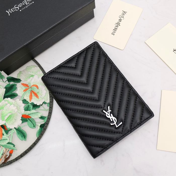 Men's wallet Yves Saint Laurent quilted chevron Black Size 10x14cm