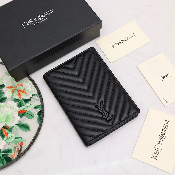 Men's wallet Yves Saint Laurent quilted chevron Black Size 10x14cm