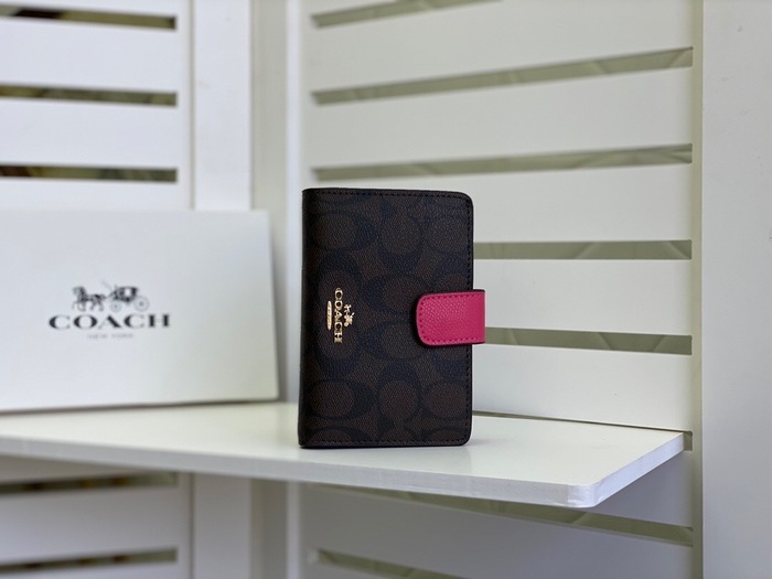 Men's wallet coach medium long wallet Brown Size 13.5x9x3cm