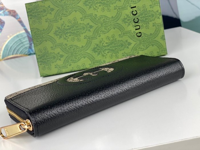 Men's wallet gucci GG logo zip around wallet Black Size 10x3cm