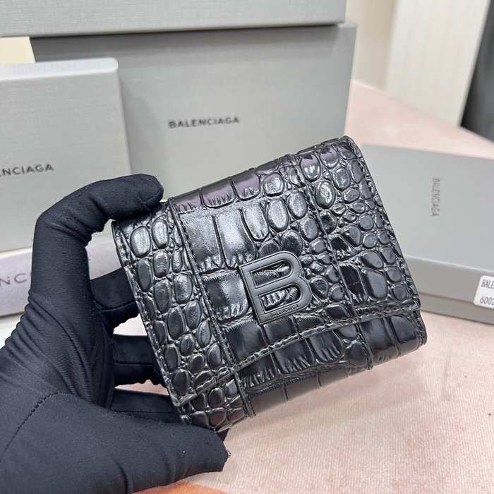 Wallet Balenciaga hourglass flap Black Size 10.9x7.9x4.8cm