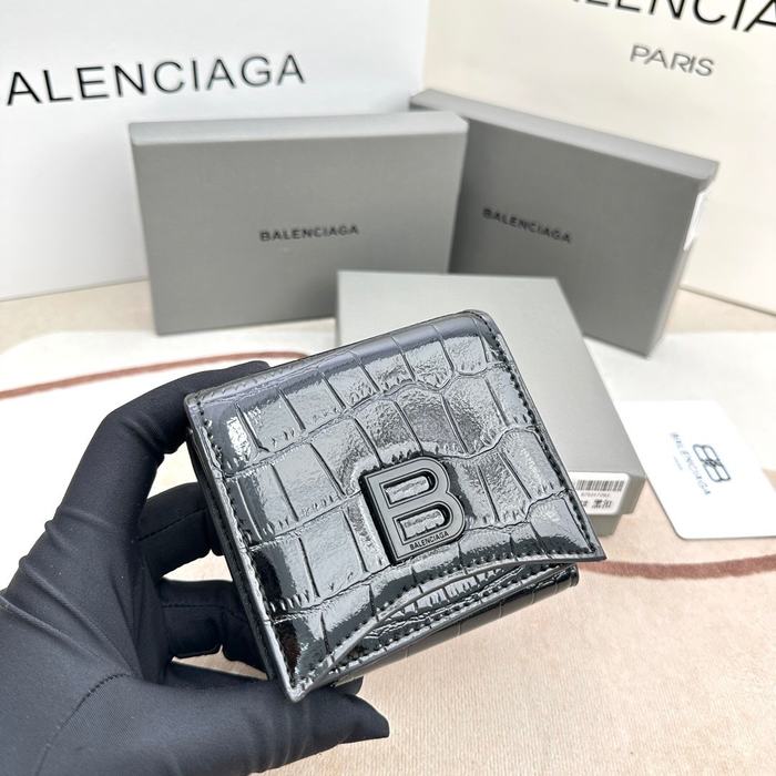 Wallet Balenciaga mini croc embossed Black Size 10.9x7.9x4.8cm