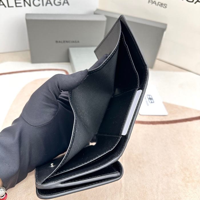 Wallet Balenciaga mini crocodile embossed Black Size 10.9x7.9x4.8cm