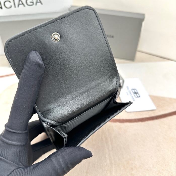 Wallet Balenciaga mini crocodile embossed Black Size 10.9x7.9x4.8cm