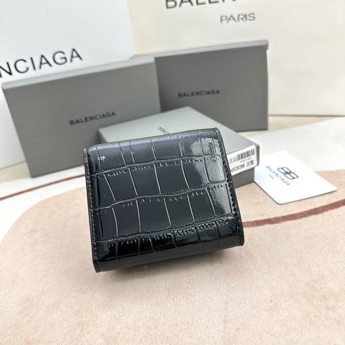 Wallet Balenciaga mini crocodile embossed Black Size 10.9x7.9x4.8cm