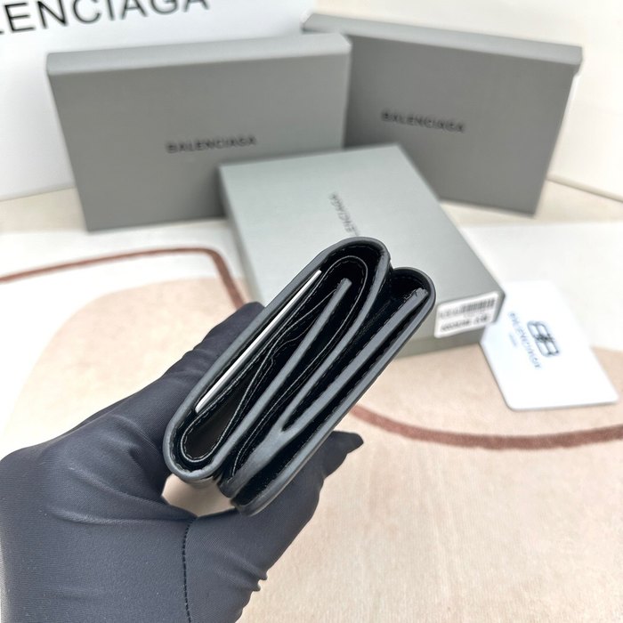 Wallet Balenciaga mini crocodile embossed Black Size 10.9x7.9x4.8cm