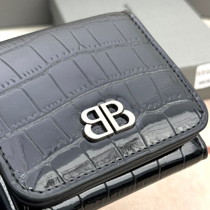 Wallet Balenciaga mini crocodile embossed Black Size 10.9x7.9x4.8cm