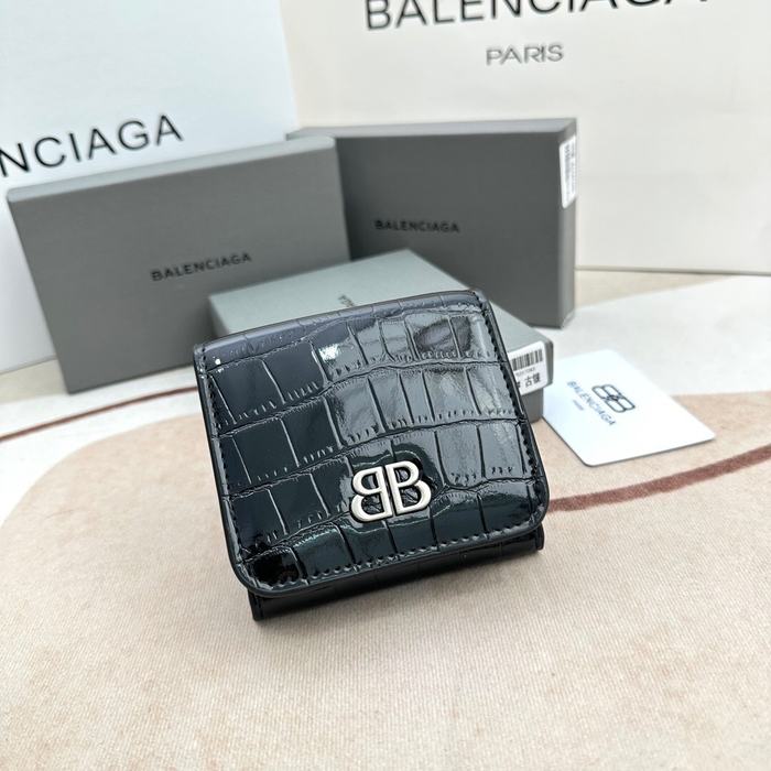 Wallet Balenciaga mini crocodile embossed Black Size 10.9x7.9x4.8cm