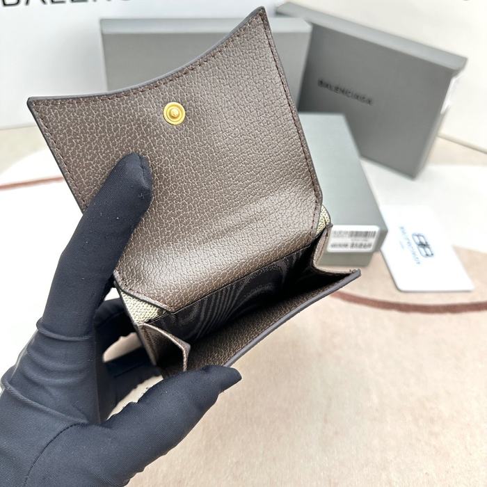 Wallet Balenciaga mini embossed leather wallet Beige Size 10.9x7.9x4.8cm