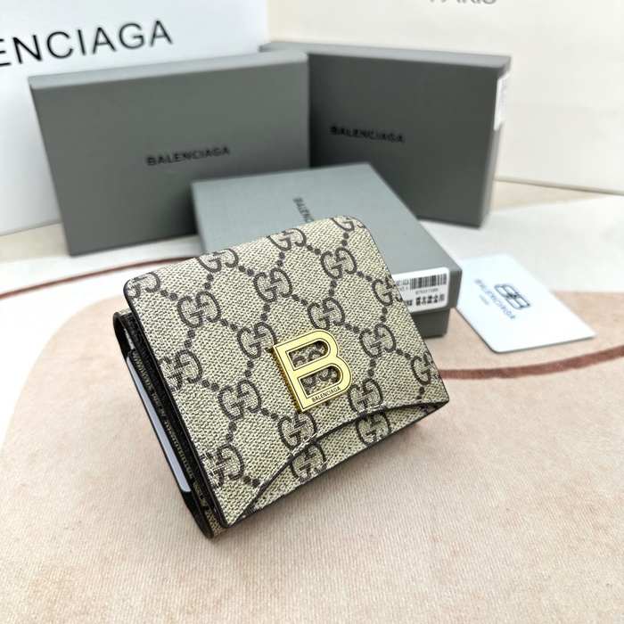 Wallet Balenciaga mini embossed leather wallet Beige Size 10.9x7.9x4.8cm