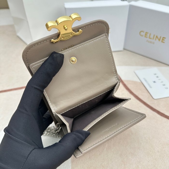 Wallet CELINE trifold flap wallet Brown Size 10.5x9cm