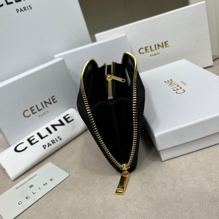 Wallet CELINE zip around long wallet Black Size 11.5x10x3cm
