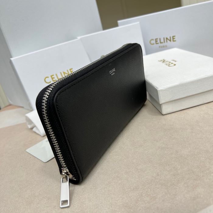 Wallet CELINE zip around long wallet Black Size 11.5x10x3cm