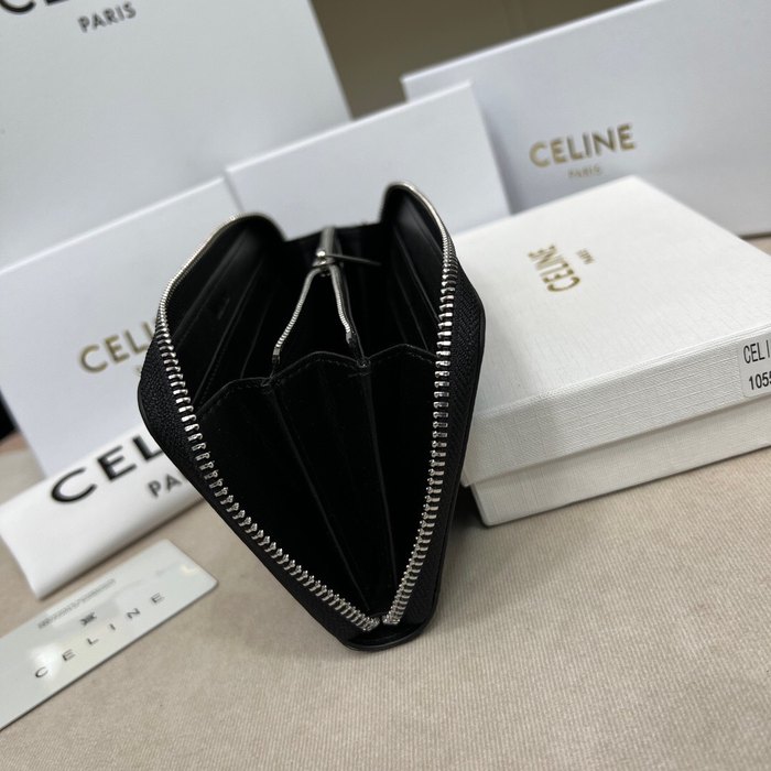 Wallet CELINE zip around long wallet Black Size 11.5x10x3cm