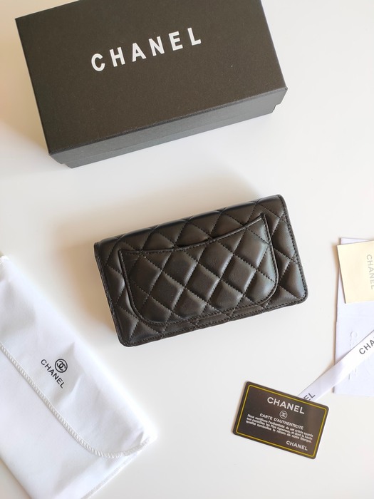 Wallet CHANEL quilted lambskin long wallet Black