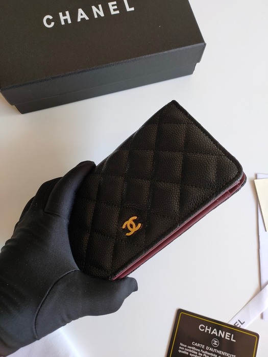 Wallet Chanel quilted lambskin long wallet Black 001