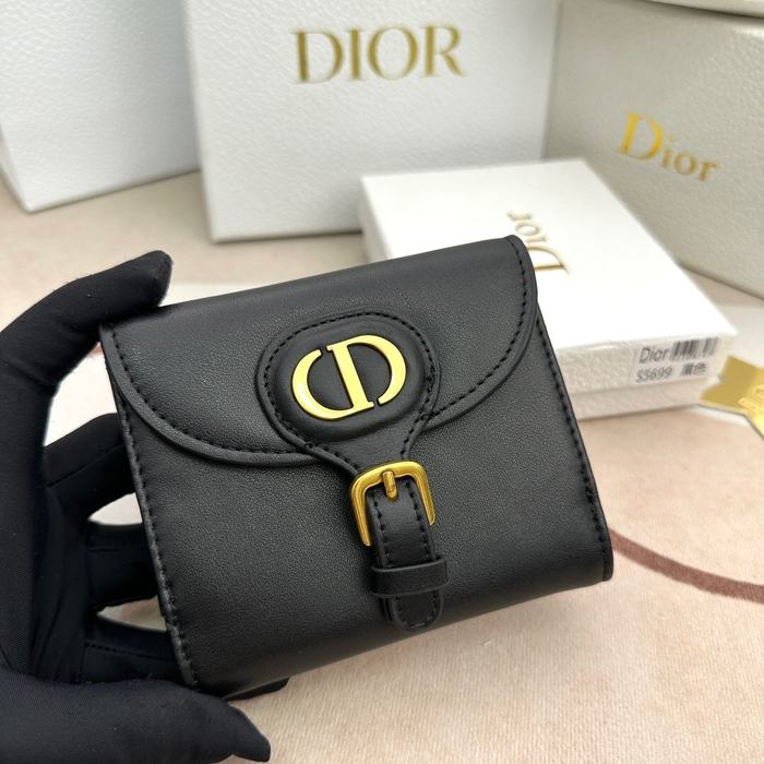 Wallet Dior buckle compact wallet Black Size 10x8.9x2.2cm