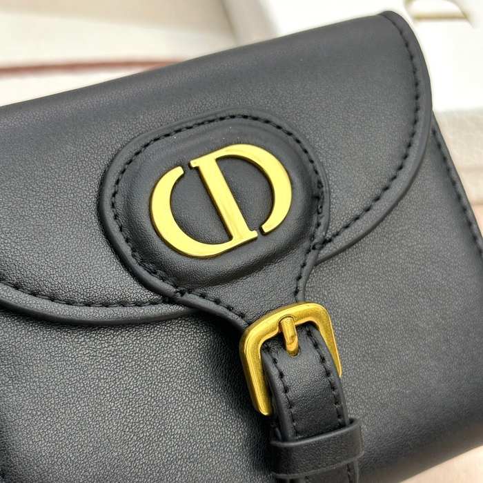 Wallet Dior buckle compact wallet Black Size 10x8.9x2.2cm