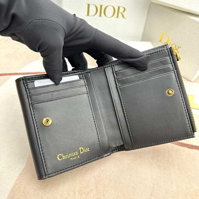 Wallet Dior buckle compact wallet Black Size 10x8.9x2.2cm