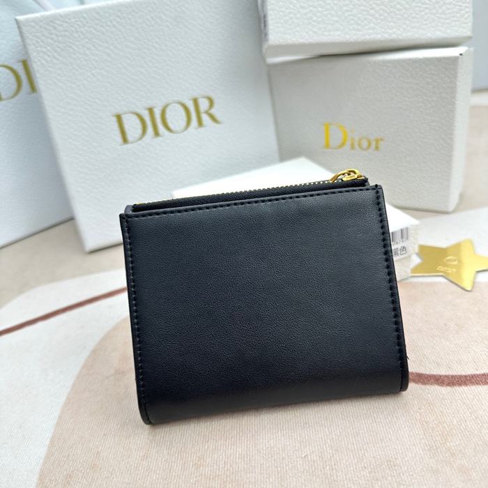 Wallet Dior buckle compact wallet Black Size 10x8.9x2.2cm