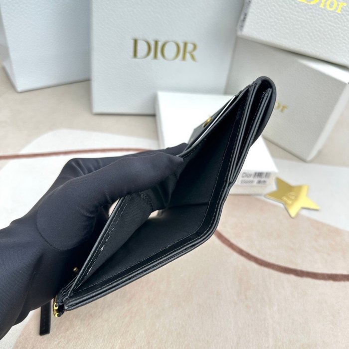 Wallet Dior buckle compact wallet Black Size 10x8.9x2.2cm