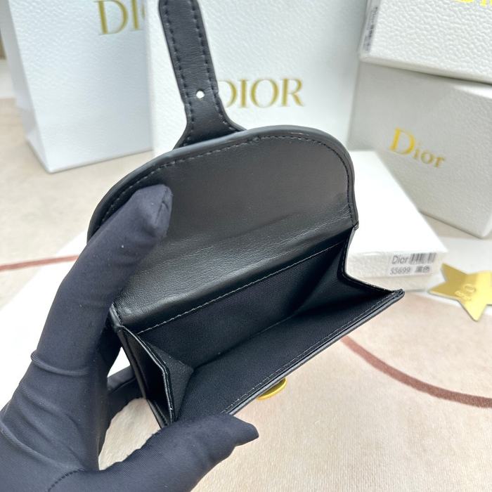 Wallet Dior buckle compact wallet Black Size 10x8.9x2.2cm