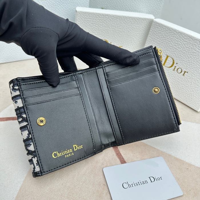 Wallet Dior canvas flap wallet Black Size 10x8.9x2.2cm