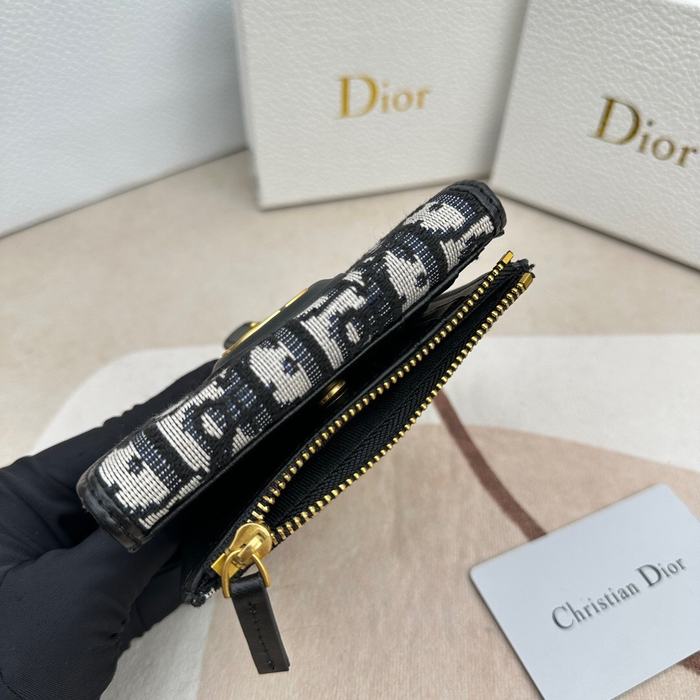 Wallet Dior canvas flap wallet Black Size 10x8.9x2.2cm