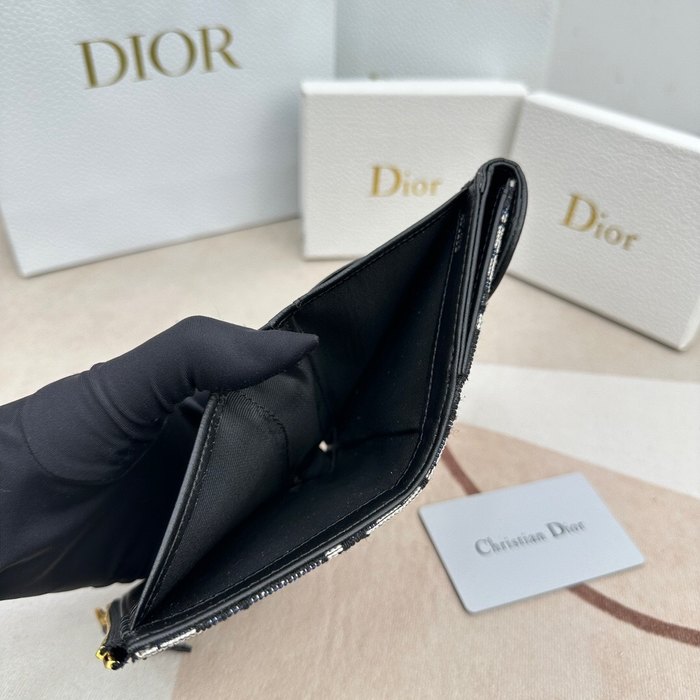 Wallet Dior canvas flap wallet Black Size 10x8.9x2.2cm