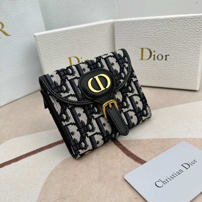 Wallet Dior canvas flap wallet Black Size 10x8.9x2.2cm