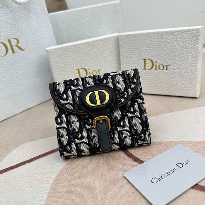 Wallet Dior canvas flap wallet Black Size 10x8.9x2.2cm