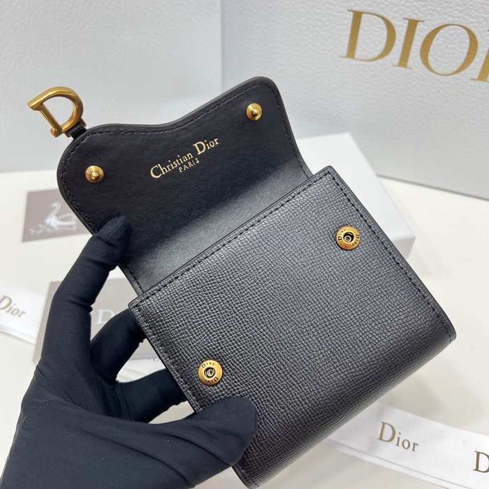 Wallet Dior compact leather wallet Black