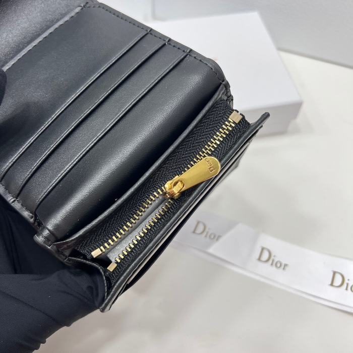 Wallet Dior compact leather wallet Black