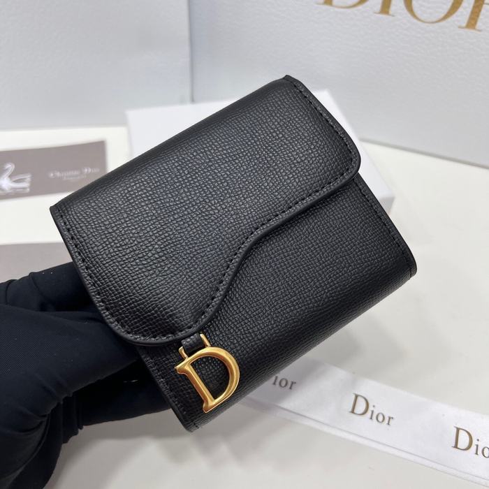 Wallet Dior compact leather wallet Black