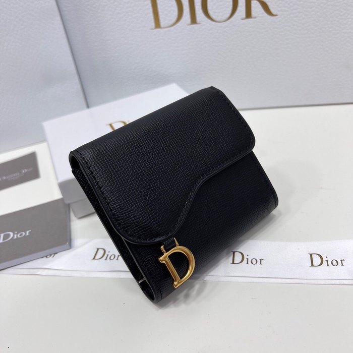 Wallet Dior compact leather wallet Black