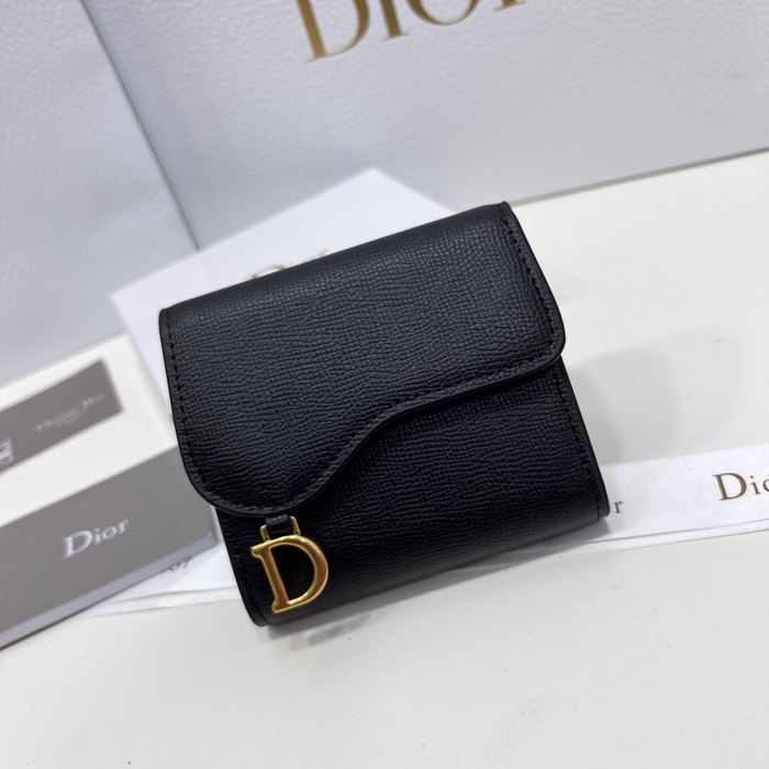 Wallet Dior compact leather wallet Black