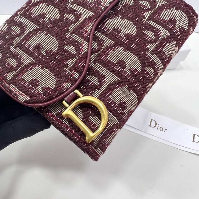 Wallet Dior saddle jacquard canvas wallet Burgundy