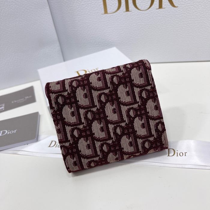 Wallet Dior saddle jacquard canvas wallet Burgundy
