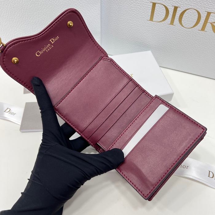Wallet Dior saddle jacquard canvas wallet Burgundy